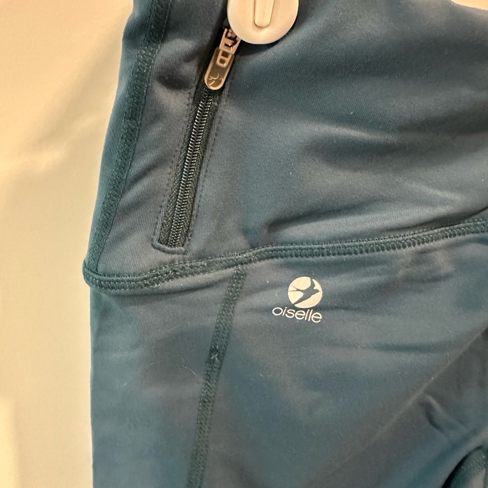 oiselle Teal Blue Leggings with Zip Pocket